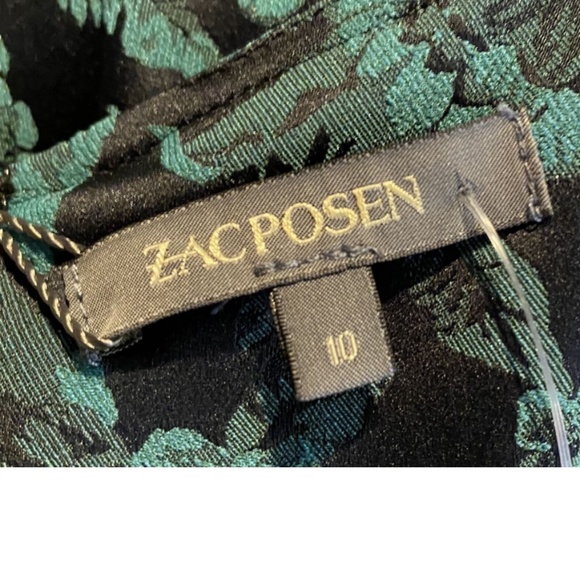 NWT ZAC POSEN Black/ Teal Jacquard Flower Print Formal Dress SZ 10 - Picture 5 of 6